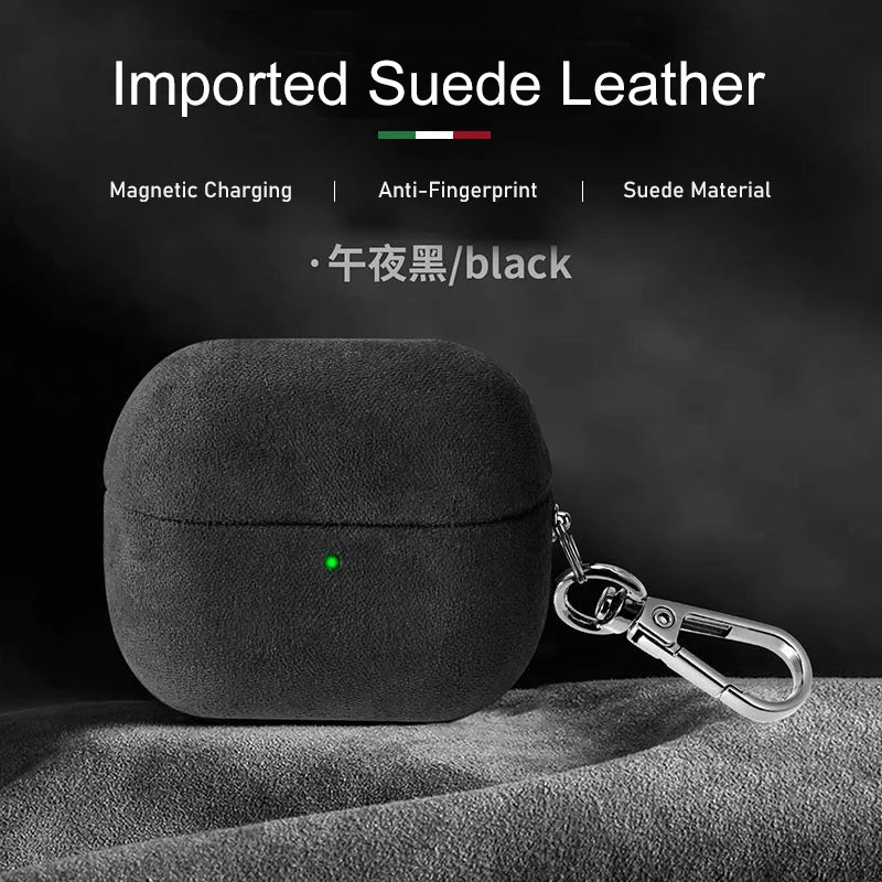 Luxury Italian Suede Leather Headphone Case for AirPods 4 3 1 Pro2 Supercar Material Wireless Charge All Inclusive Earphone Case
