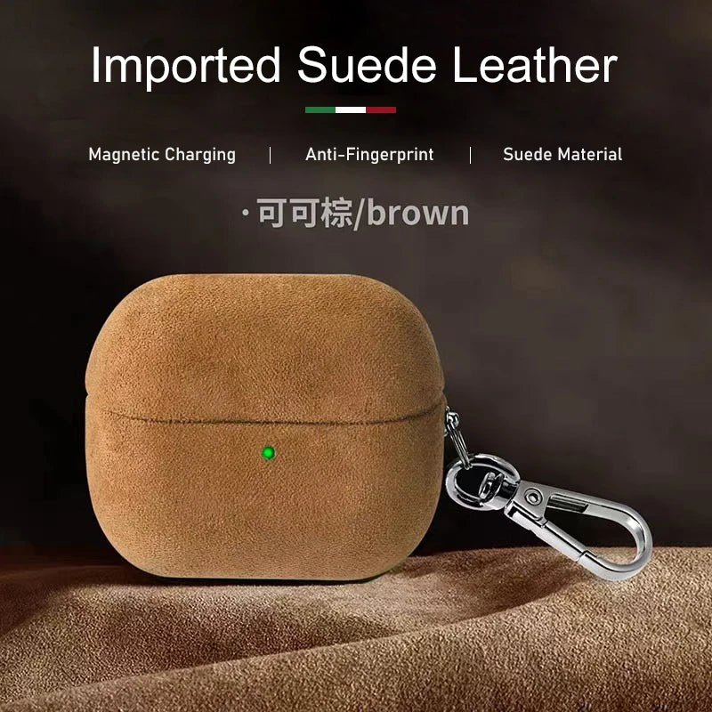 Luxury Italian Suede Leather Headphone Case for AirPods 4 3 1 Pro2 Supercar Material Wireless Charge All Inclusive Earphone Case