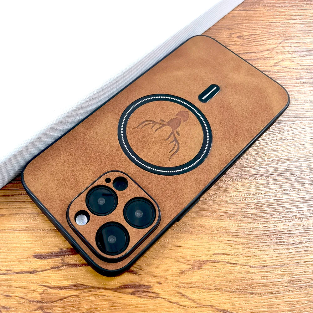 Premium Leather iPhone Case with MagSafe - Deer Design for iPhone 16/15/14/13/12/11 Pro Max