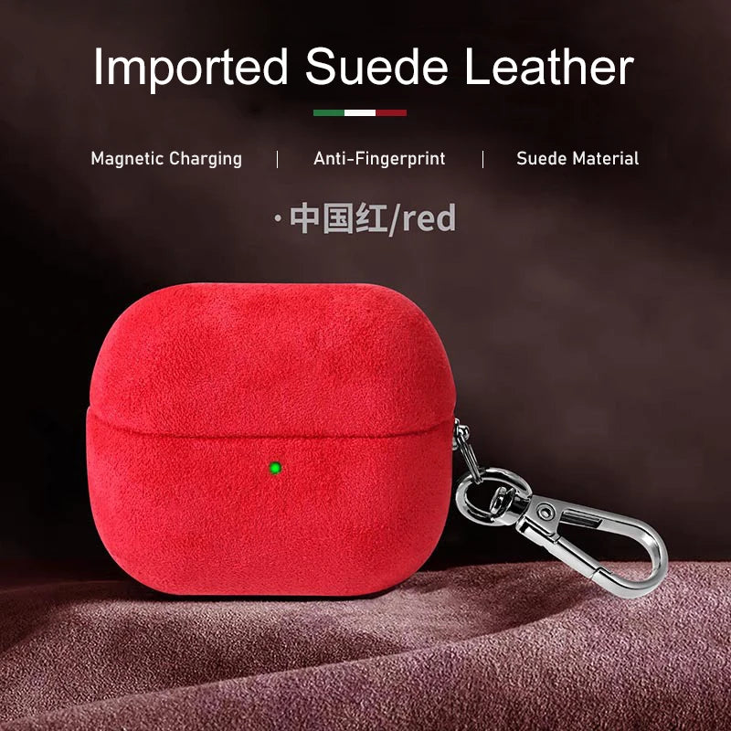 Luxury Italian Suede Leather Headphone Case for AirPods 4 3 1 Pro2 Supercar Material Wireless Charge All Inclusive Earphone Case
