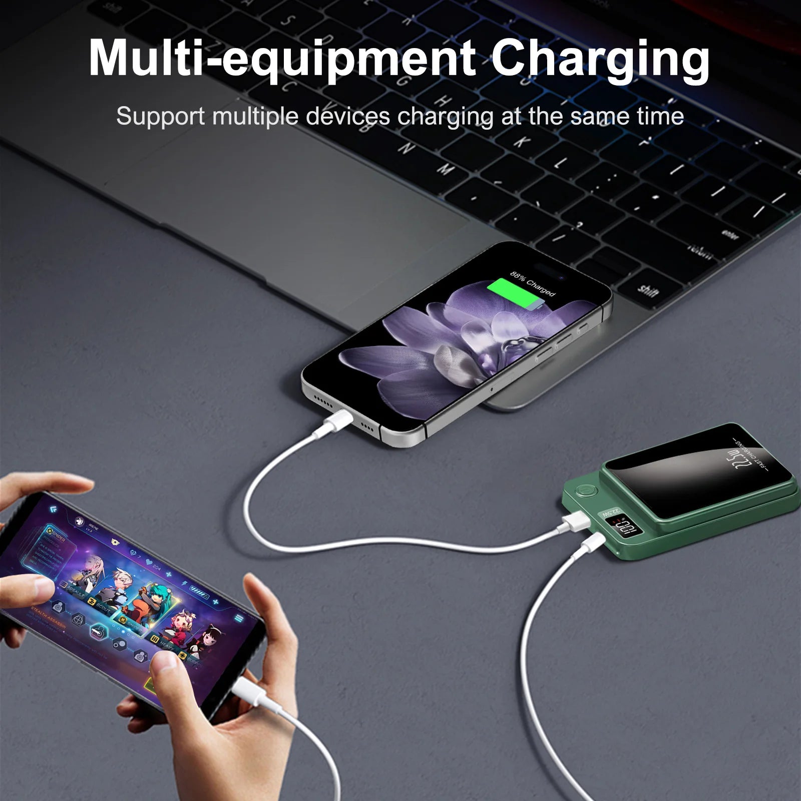 10000mAh Magnetic Power Bank with Wireless+Type C   For IPhone.