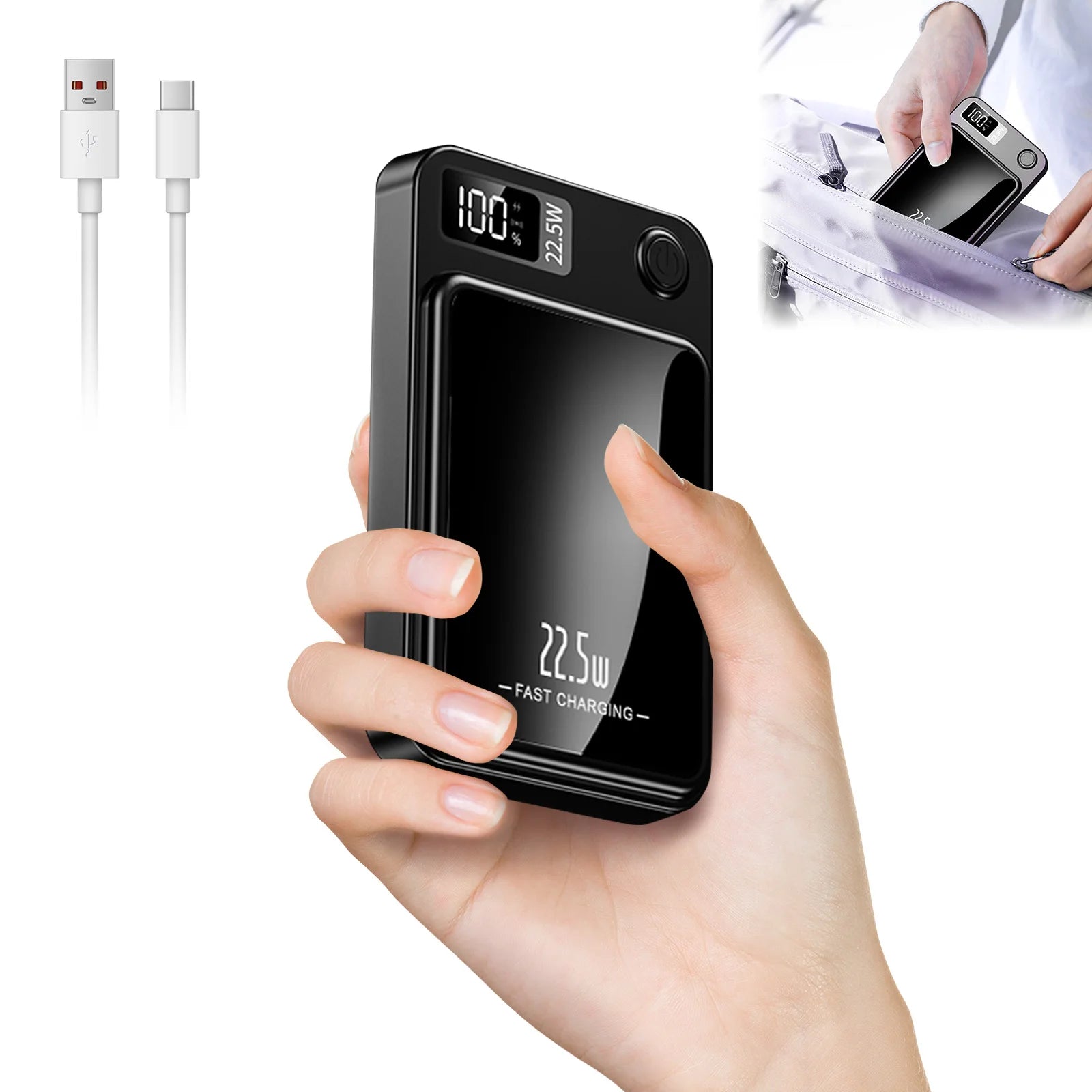 10000mAh Magnetic Power Bank with Wireless+Type C   For IPhone.