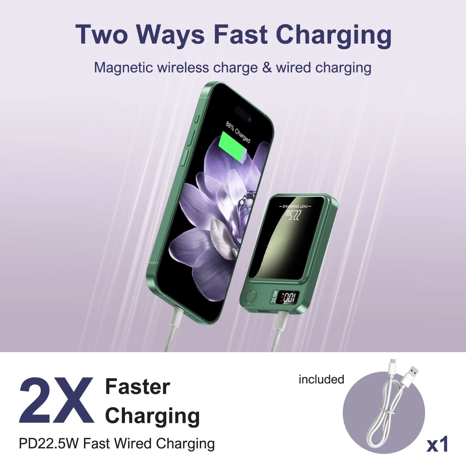 10000mAh Magnetic Power Bank with Wireless+Type C   For IPhone.