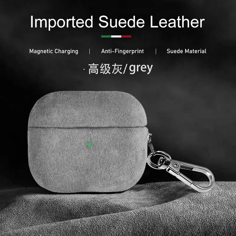 Luxury Italian Suede Leather Headphone Case for AirPods 4 3 1 Pro2 Supercar Material Wireless Charge All Inclusive Earphone Case