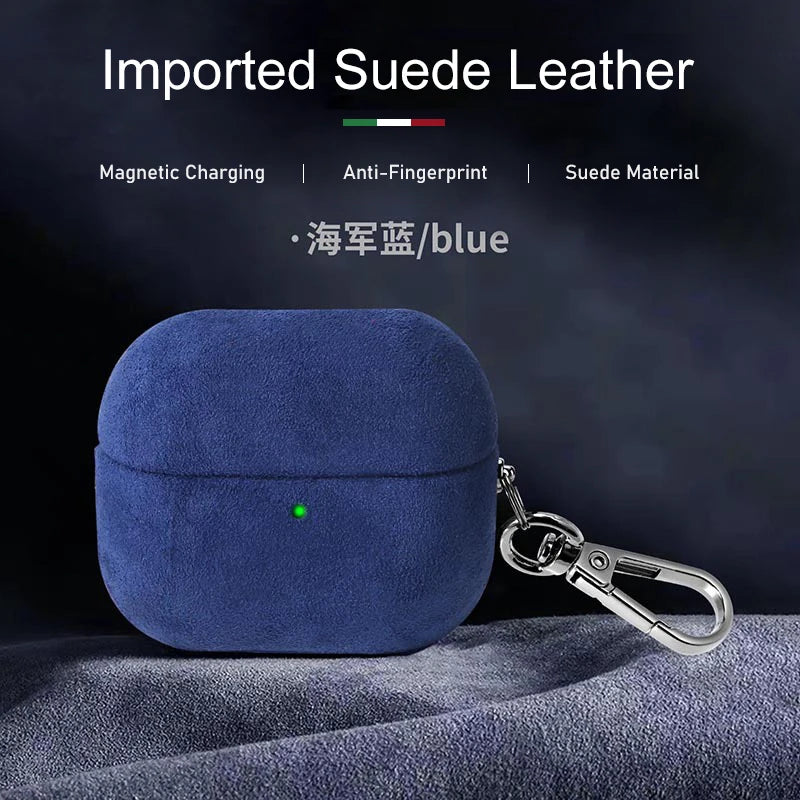 Luxury Italian Suede Leather Headphone Case for AirPods 4 3 1 Pro2 Supercar Material Wireless Charge All Inclusive Earphone Case