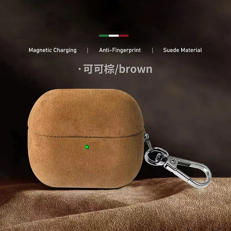 Luxury Italian Suede Leather Headphone Case for AirPods 4 3 1 Pro2 Supercar Material Wireless Charge All Inclusive Earphone Case
