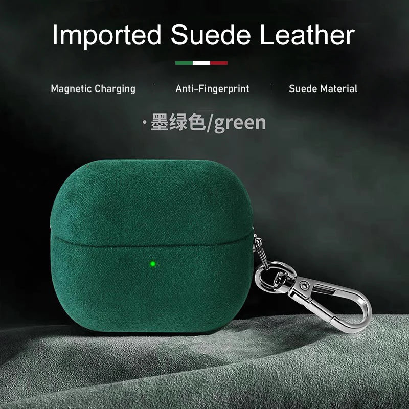Luxury Italian Suede Leather Headphone Case for AirPods 4 3 1 Pro2 Supercar Material Wireless Charge All Inclusive Earphone Case