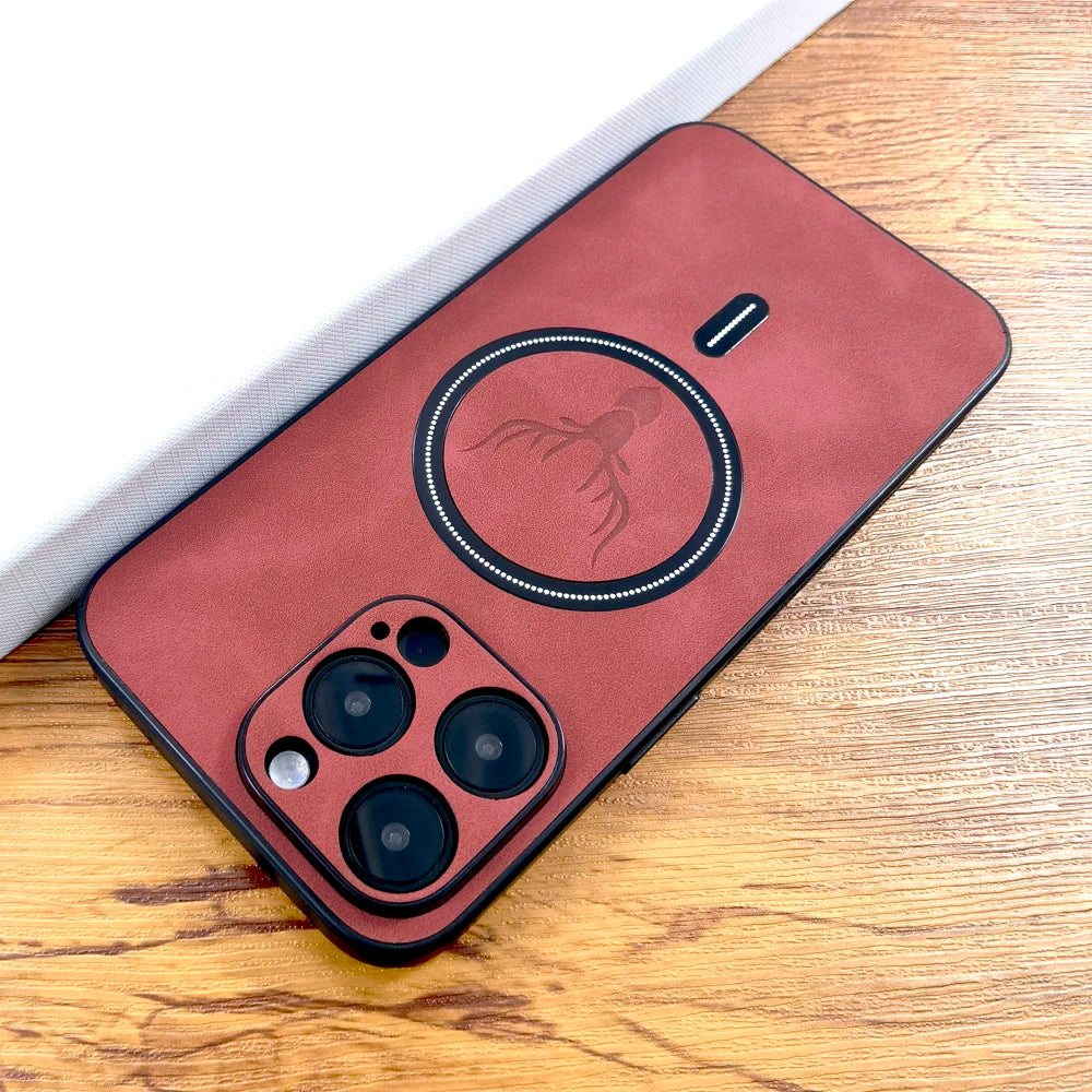 Premium Leather iPhone Case with MagSafe - Deer Design for iPhone 16/15/14/13/12/11 Pro Max